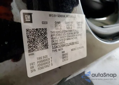 2018 GMC Yukon Slt from USA, damaged, VIN 1GKS2BKC1JR287811